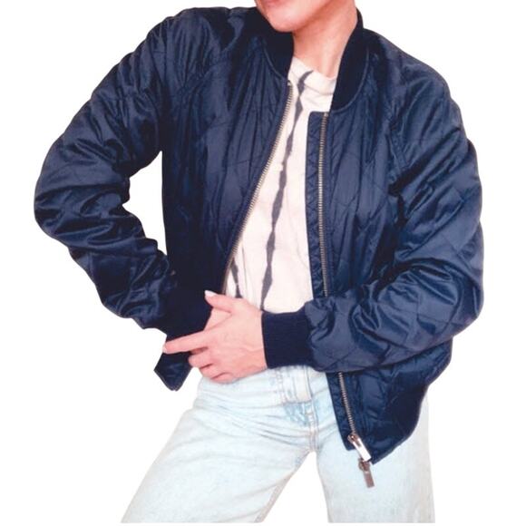 Vince Reversible Bomber Jacket Maroon Navy Blue Size Medium - Picture 2 of 13